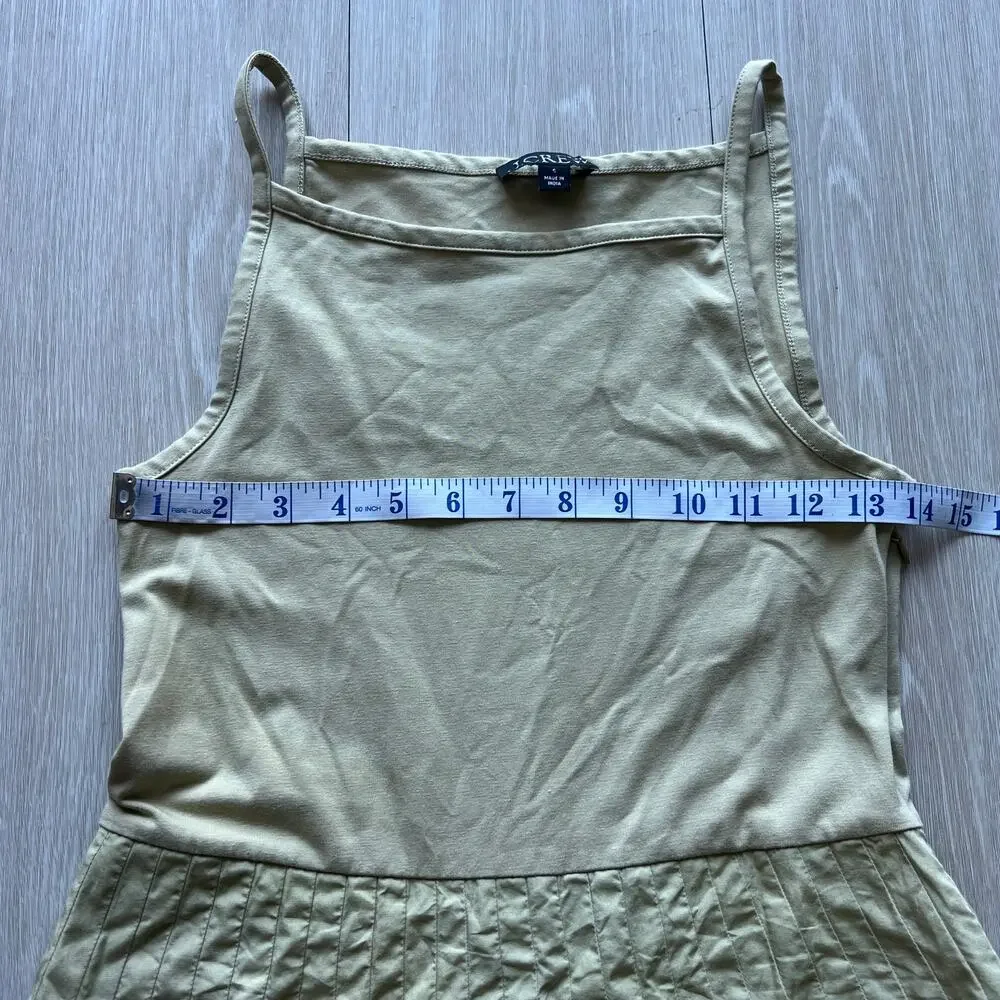 J Crew Flawed Pintuck Mixy Dress Small Belmont Khaki Midi Sleeveless